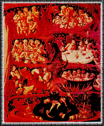 Грешники в аду - фрагмент фрески Анджелико Страшн. Суд 1432-35г.