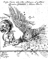 Путь кометы среди звезд. 1661 г. на Кометографии Гевелия